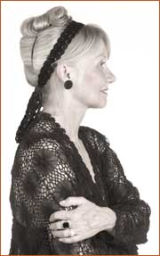 MaryJane in crocheted head wrap