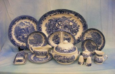 antique blue and white dishes