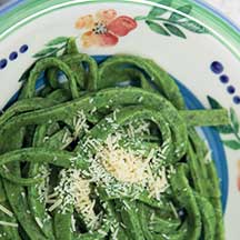 Dandelion Greens Pasta with some Parmesan on top