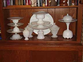 Becky's milk glass pedestals