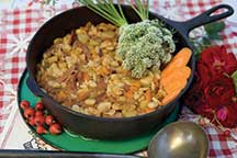 Cookin' cast iron (Ham and bean soup in cast-iron pan)