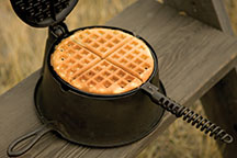 Morning After Waffles in a cast-iron waffle iron