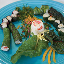 ginger sticky rice chard rolls