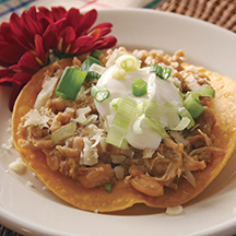 white chili on tortilla plates