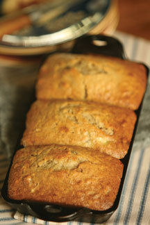 Banana Cardamom Bread loaves in the pan